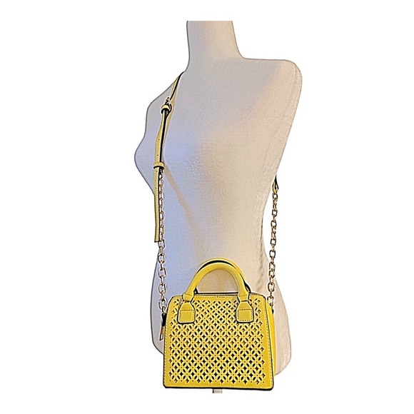 MMS Purse Yellow Laser-cut Petite Small Size Satchel / Cross Body — handbag - Picture 7 of 12